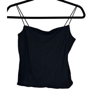 Madewell Micro Ribbed Square Neck Tank Top M Black Knit Cami Essential NV999 NWT